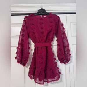 Elegant Burgundy Textured Dress